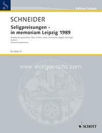 Die Seligpreisungen - in memoriam Leipzig 1989, Text aus dem Matthäus-Evangelium, 5, 3-12 in der Übersetzung von Martin Luther, mixed choir, string trio, bassoon and organ, set of parts. 9790001172035