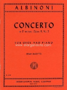 Concerto Op. 9 No. 2, oboe and piano. 9790220408250