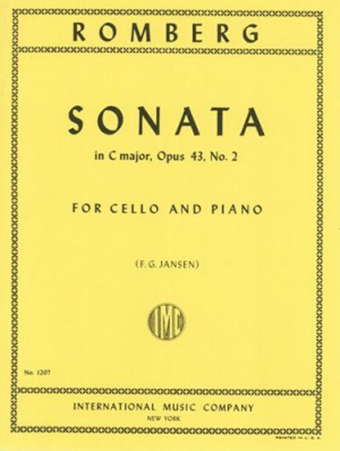 Cello Sonata C Major Op. 43 No. 2, for Cello and Piano. 9790220409578