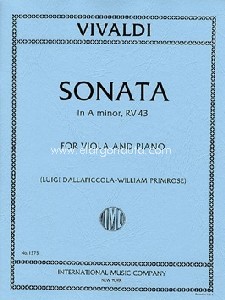 Viola Sonata No. 3 A Minor RV43, for viola and piano