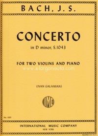 Concerto D minor BWV 1043, for 2 violins and piano. 9790220413049