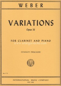 Variations Bb major Op. 33, for Clarinet and Piano. 9790220413759