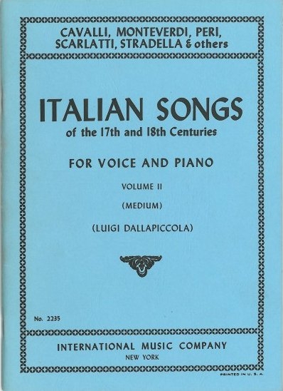 Italian Songs of 17/18th Century Vol. 2, for Medium Voice and Piano. 9790220417603