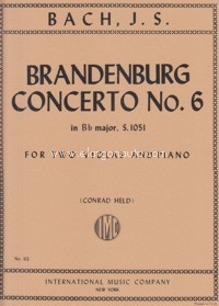 Brandenburgh Concerto No. 6 BWV 1051, for 2 violas and piano. 9790220403651