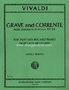 Grave and Courette from Sonata D minor op.1/8 RV64, for 2 violins and piano. 9790220423642