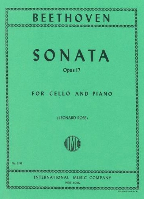 Horn Sonata, F major Op. 17, for Cello and Piano. 9790220423826