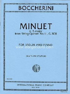 Minuet A major G.308, from String Quintet No.11, for violin and piano. 9790220425714