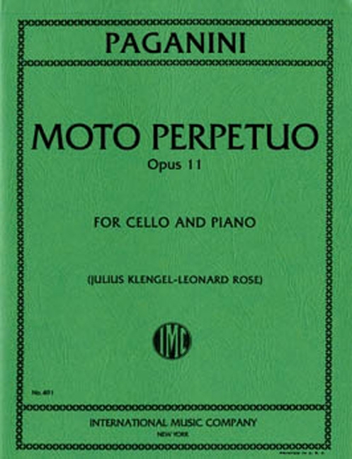 Moto perpetuo Op. 11, for Cello and Piano. 9790220404511