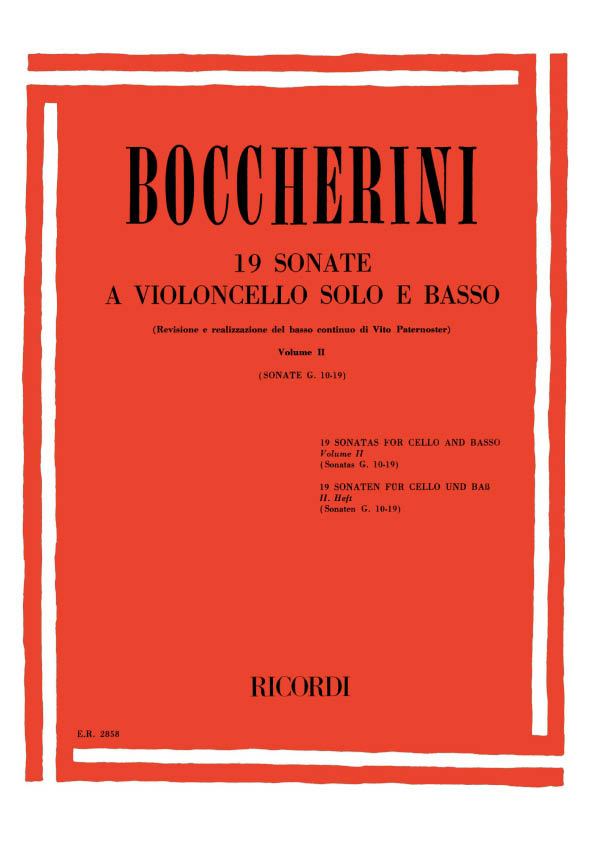 19 Sonate a violoncello solo e basso, vol. II (sonate G. 10-19). 9790041828589