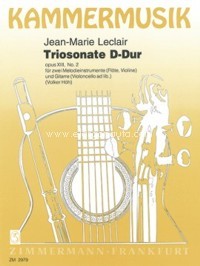 Triosonate D-Dur, opus XIII, No. 2, für zwei Melodieninstrumente (Flöte, Violine) und Gitarre (Violoncello ad lib.). 9790010297903
