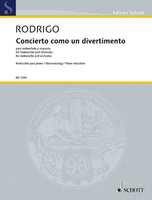 Concierto como un divertimento, para violonchelo y orquesta, reducción para piano. 9790001077460