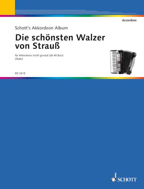 Die schönsten Walzer von Strauß, leicht gesetzt, accordion. 9790001037358