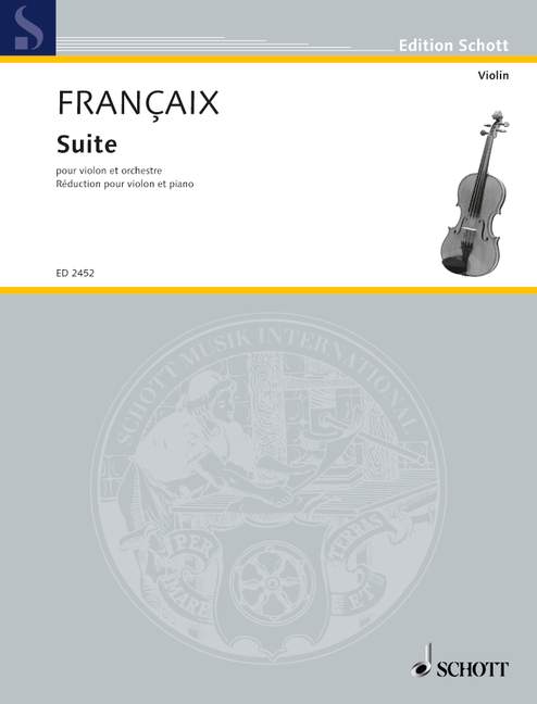 Suite, for violin and orchestra, piano reduction with solo part. 9790001037587