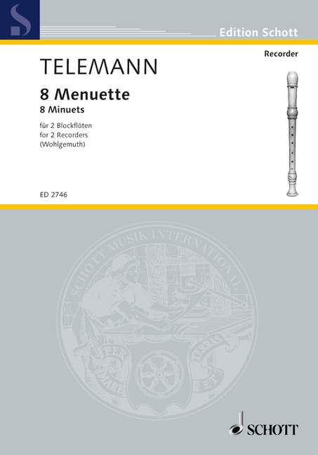 8 Menuets, for soprano- and treble recorder, performance score. 9790001039611