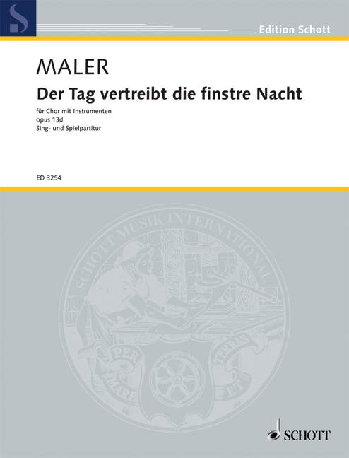 Sing- und Spielmusiken op. 13d, zu dem Lied Der Tag vertreibt die finstre Nacht, choir with instruments, score for voice and/or instruments. 9790001041744