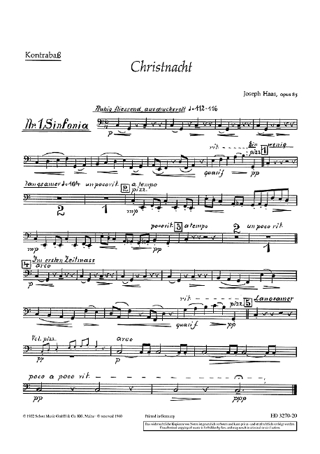 Christnacht op. 85, Ein deutsches Weihnachtsliederspiel nach oberbayerischen und tiroler Weisen, mixed choir (SATB) (female choir, children's choir) with soloists (SSATBarB) and small orchestra, separ