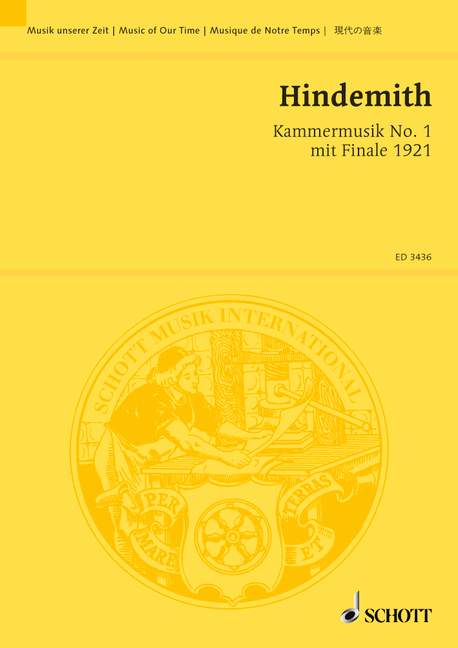 Chamber music No. 1 with Finale op. 24/1, flute (also Piccolo), clarinet (B), bassoon, trumpet (B), accordion, piano, percussion (1 player), 2 violins, viola, cello and double bass, study score