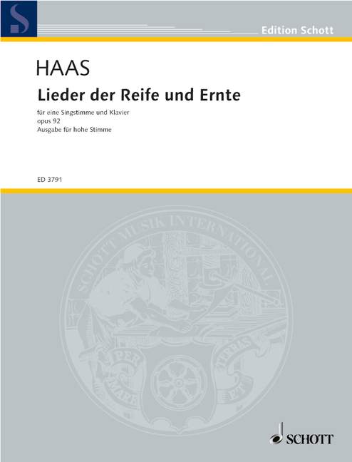 Lieder der Reife und Ernte op. 92, 6 Gedichte, Voice and Piano