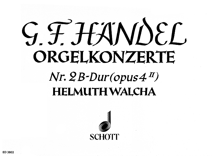 Organ Concerto No. 2 B Major op. 4/2 HWV 290, Organ, 2 Oboes, Bassoon and Strings, organ score