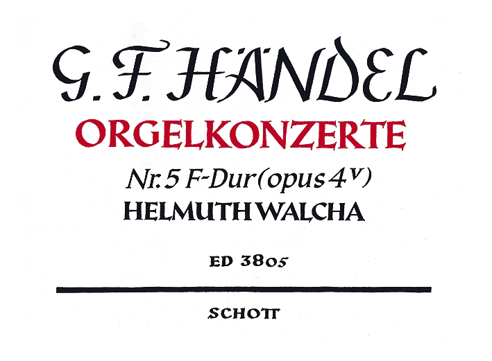 Organ Concerto No. 5 F Major op. 4/5 HWV 293, Organ, 2 Oboes, Bassoon and Strings, organ score