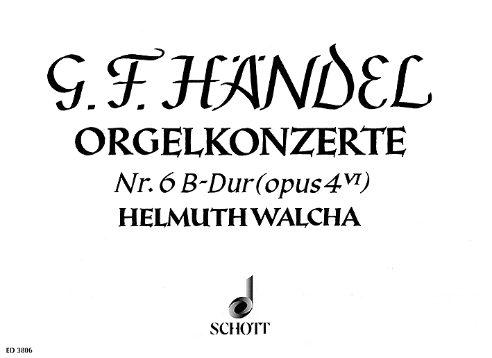 Organ Concerto No. 6 B Major op. 4/6 HWV 294, Harp concertos, Organ (Harp), 2 Flutes (Alto-Recorders) and Strings, organ score