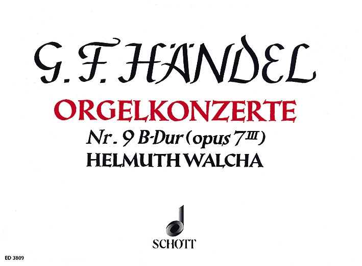 Organ Concerto No. 9 B Major op. 7/3 HWV 308, Organ, 2 Oboes, Bassoon and Strings, organ score