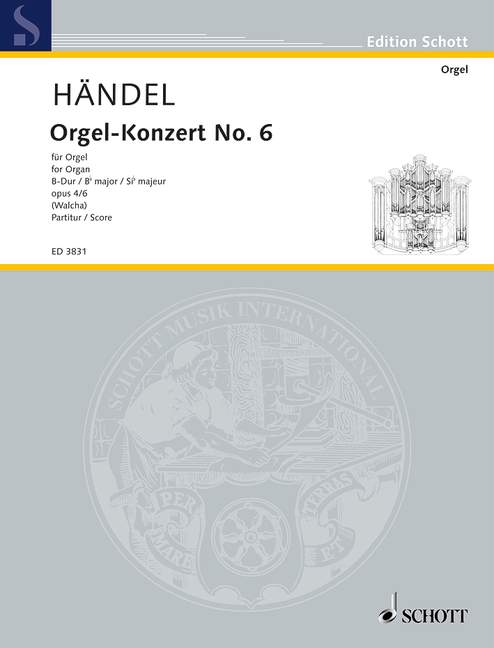 Organ Concerto No. 6 B Major op. 4/6 HWV 294, Harp concertos, Organ (Harp), 2 Flutes (Alto-Recorders) and Strings, score. 9790001045551