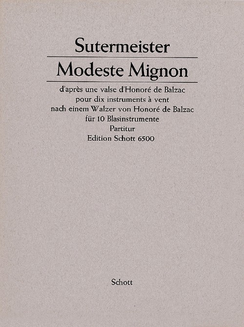 Modeste Mignon, after a Waltz by Honoré de Balzac, Score. 9790001069052