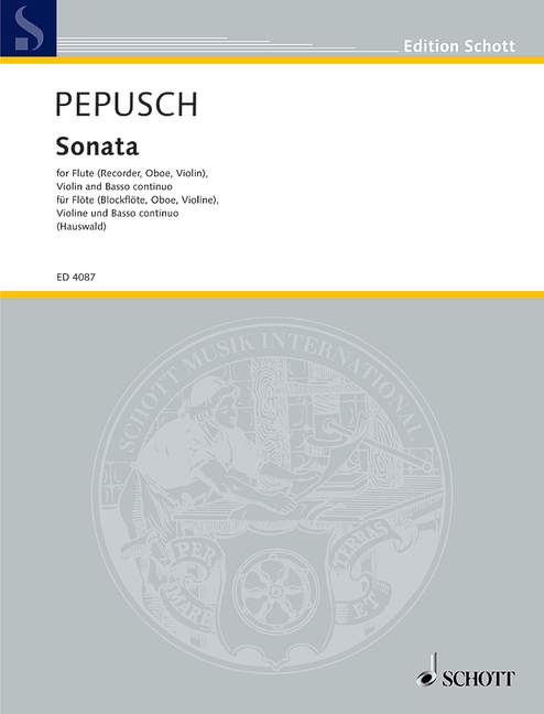 Sonata C Major, flute (tenor recorder, oboe, violin), violin and harpsichord (piano); cello (viola da gamba) ad lib.