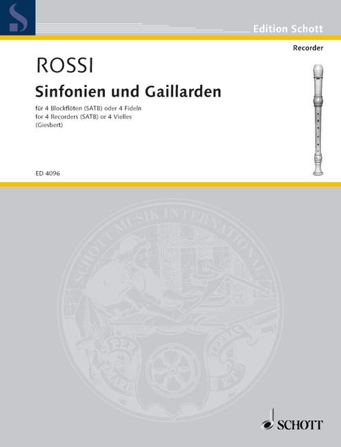 Sinfonias and Galliards, 4 recorders (SATB) or 4 fiddles, performance score