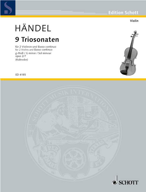 Nine Trio Sonatas op. 2 Nr. 7, 2 violins and basso continuo; cello ad lib.. 9790001049115