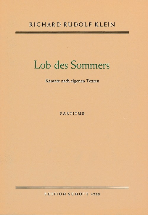 Lob des Sommers, Kantate, mixed choir (SAB), 2 soloists, 2 flutes, 2 violins and cello, score