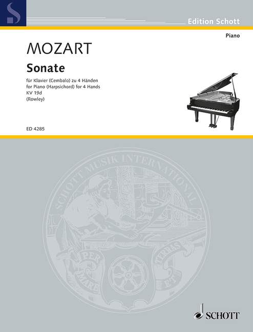 Sonata in C Major KV 19d, harpsichord or piano (4 hands). 9790001050500
