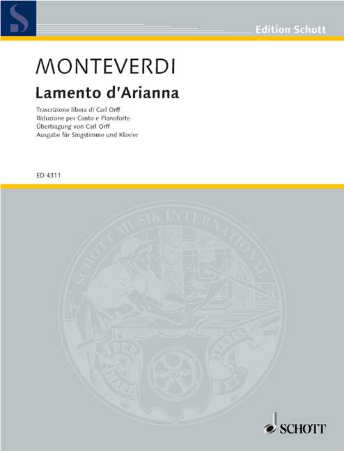 Lamento d'Ariana, in freier Neugestaltung, Alto and Orchestra, vocal/piano score