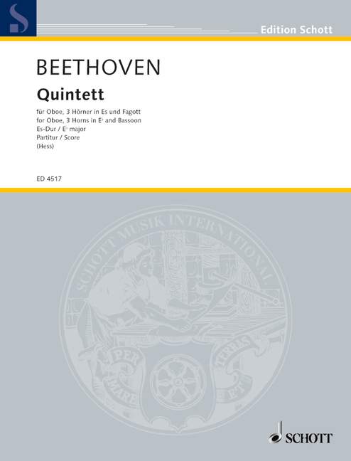 Quintet E major, oboe, 3 horns in Eb and bassoon, score. 9790001175449