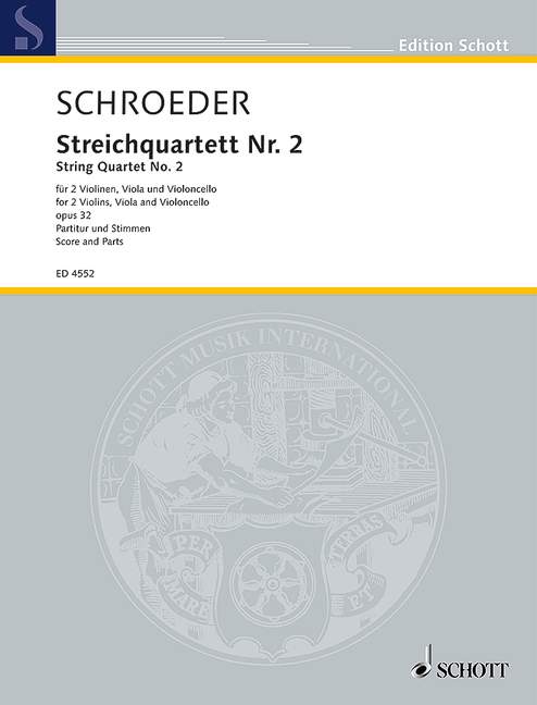 String quartet No. 2 op. 32, score and parts. 9790001053426