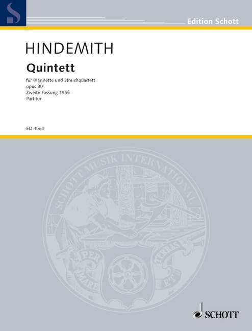 Quintet op. 30, 2. Fassung, clarinet (B/Eb) and string quartet, score
