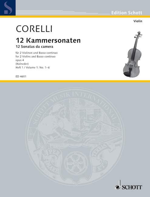 Twelve Chamber Sonatas op. 4 Vol. 1, 2 violins and basso continuo; cello (viola da gamba) ad lib.. 9790001053853