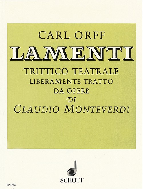 Lamenti, Trittico teatrale liberamente tratto da opere, vocal/piano score