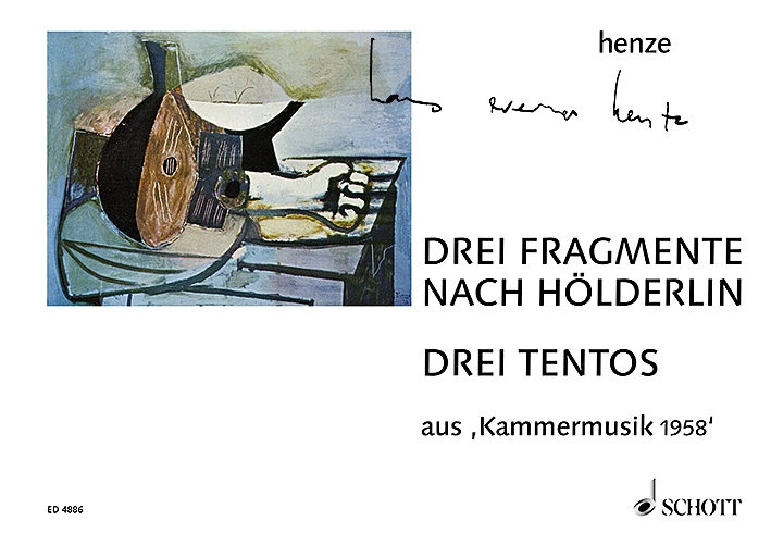 Drei Fragmente nach Hölderlin / Drei Tentos, aus der Kammermusik 1958, Guitar solo (Tentos) and for Vocal and Guitar (Fragmente), score for voice and/or instruments. 9790001056243