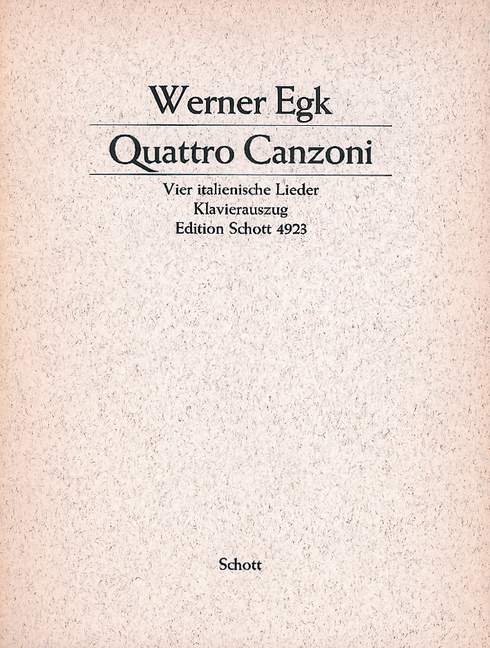Quattro Canzoni, 4 italienische Lieder, high voice and orchestra, vocal/piano score