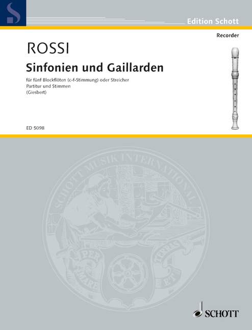 Sinfonien und Gaillarden, 5 recorders (SSATB), score and parts