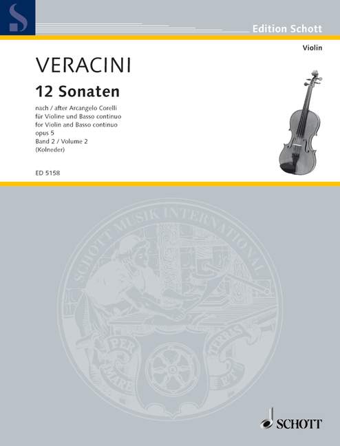 Twelve Sonatas after op. 5 from Corelli Band 2, violin and basso continuo (piano, harpsichord); cello ad lib.. 9790001058803