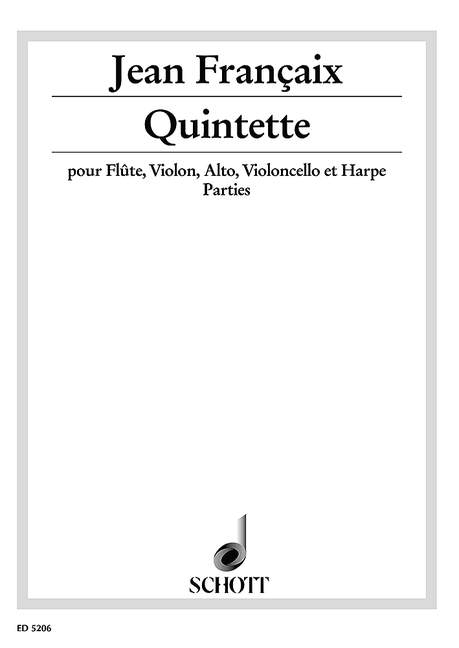 Quintet, for flute, string trio and harp, set of parts