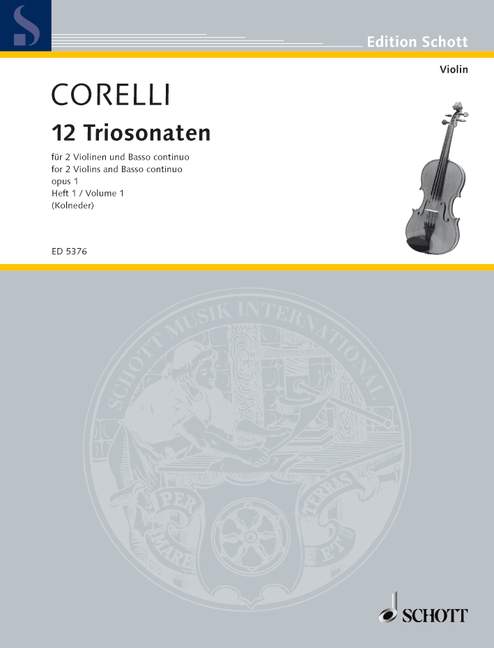 Twelve Triosonatas op. 1 Band 1, 2 violins and basso continuo; cello (viola da gamba) ad lib.. 9790001060516
