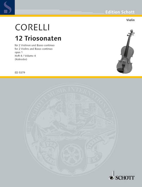 Twelve Triosonatas op. 1 Band 4, 2 violins and basso continuo; cello (viola da gamba) ad lib.