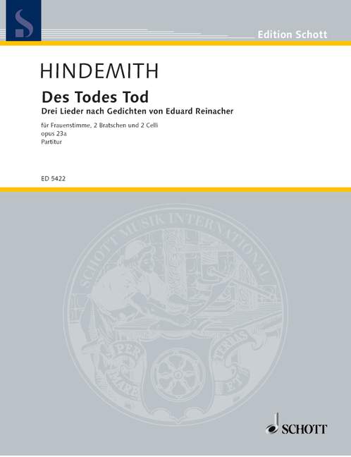 Des Todes Tod op. 23a, 3 Lieder nach Gedichten von Eduard Reinacher, Womans Voice with 2 Violas and 2 Violoncellos, score