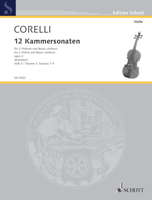 Twelve Chamber Sonatas op. 2 Band 3, 2 violins and basso continuo; cello (viola da gamba) ad lib.