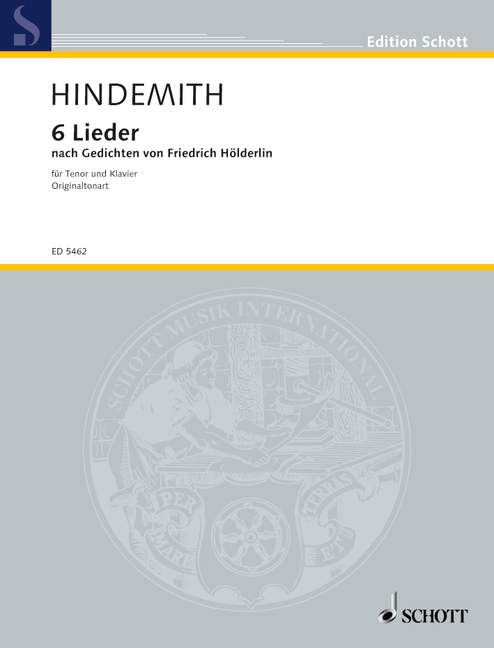 6 Lieder, nach Gedichten von Friedrich Hölderlin, tenor and piano