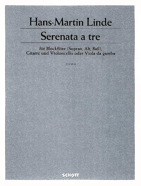 Serenata a tre, 3 recorders (SAT), guitar and cello (viola da gamba), score and parts